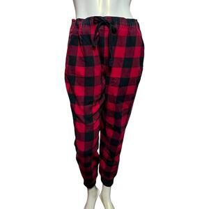 Hollister Sleep Jogger Pants Size L Red & Black Plaid Drawstring Waist